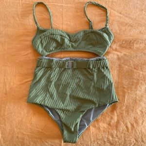 Fella Swim Green High Waist Belt Bikini - XS